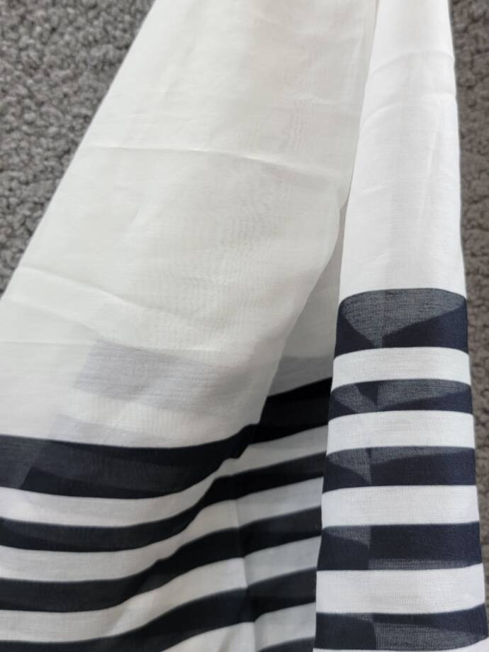 Vince Silk Blend Geo Stripe Square Scarf Women's One Size Black/White