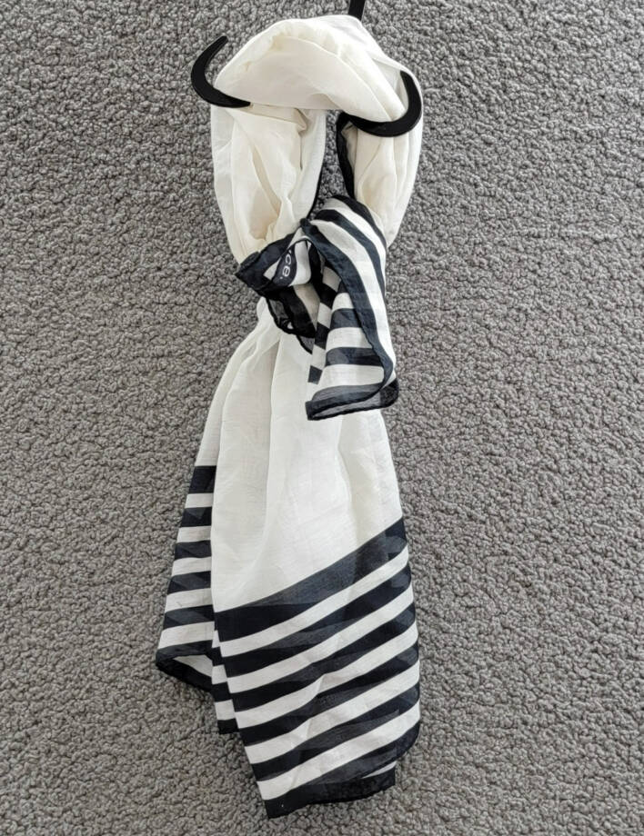 Vince Silk Blend Geo Stripe Square Scarf Women's One Size Black/White