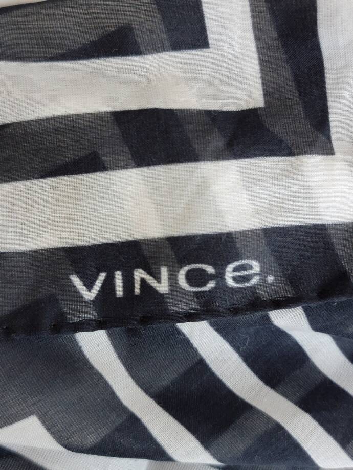 Vince Silk Blend Geo Stripe Square Scarf Women's One Size Black/White