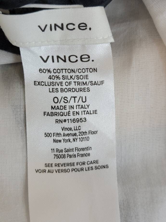 Vince Silk Blend Geo Stripe Square Scarf Women's One Size Black/White
