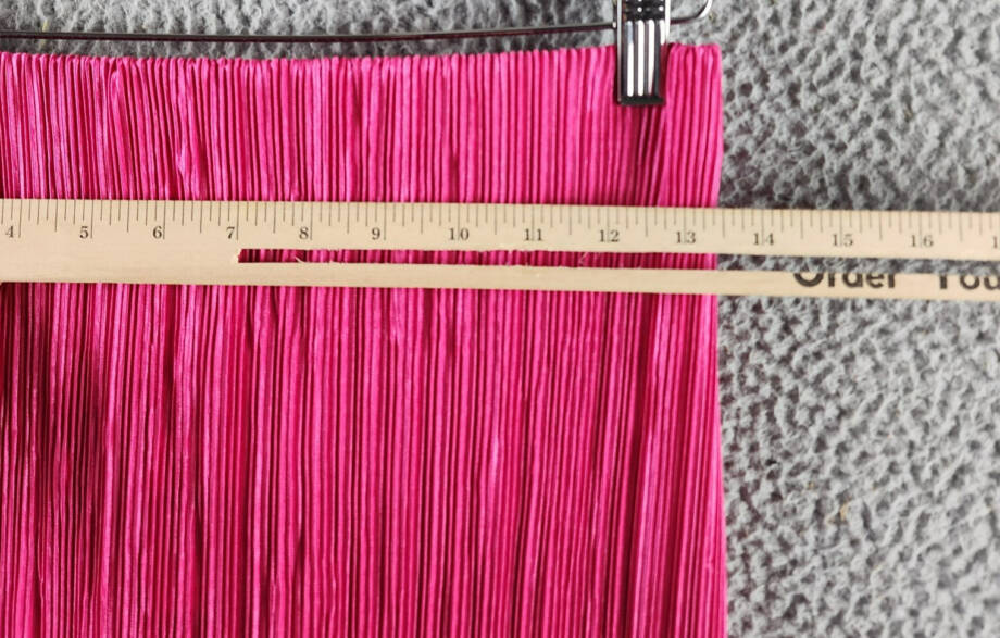 Renee C. Plisse Side Slit Maxi Skirt Women's S Pink Solid Elastic Waist Pull On