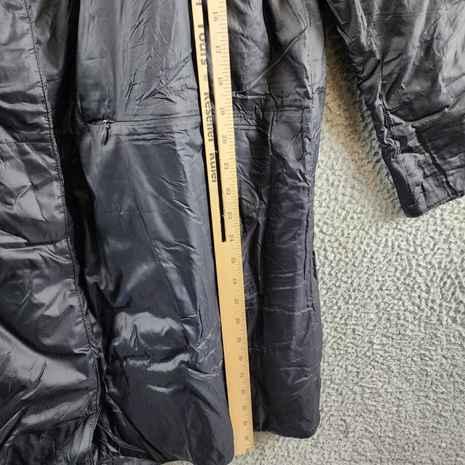 Eileen Fisher Stand Collar Coat Women's L Black Solid Zip Pockets Snap Closure