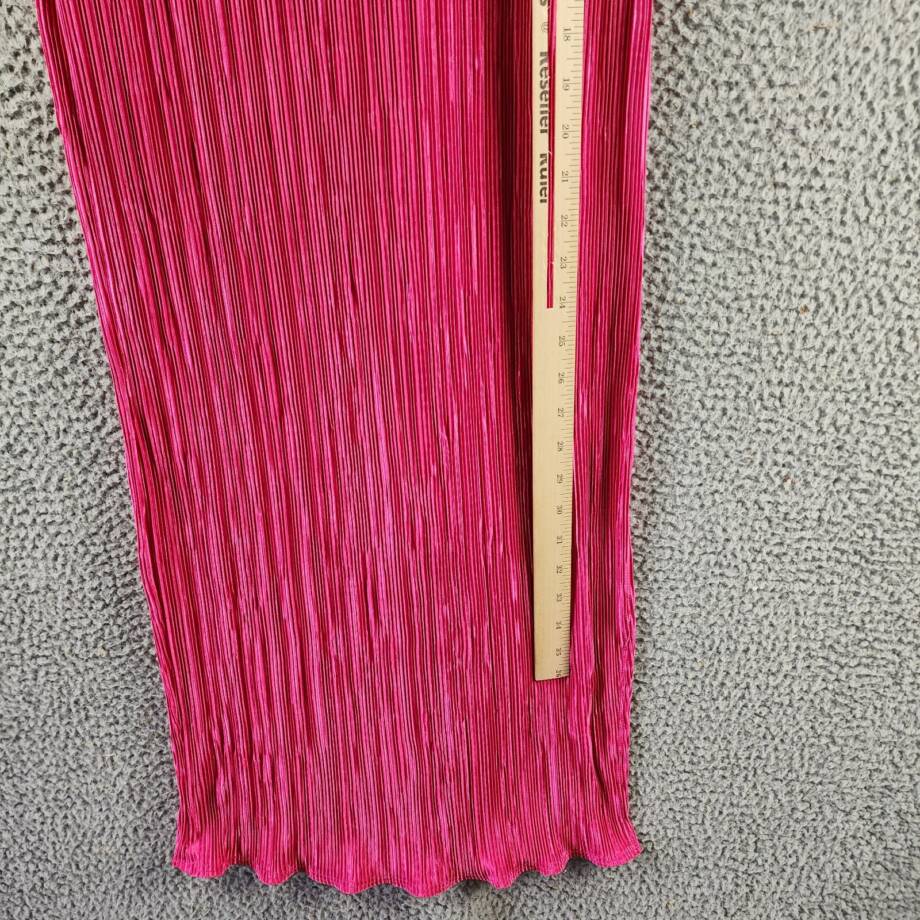 Renee C. Plisse Side Slit Maxi Skirt Women's S Pink Solid Elastic Waist Pull On