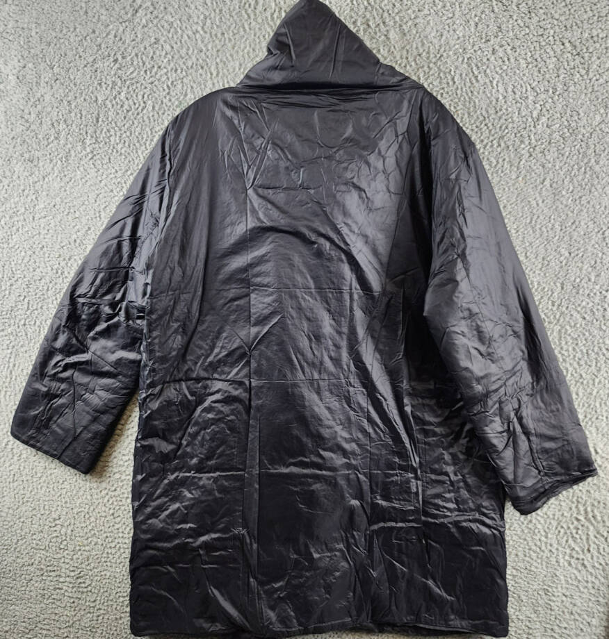 Eileen Fisher Stand Collar Coat Women's L Black Solid Zip Pockets Snap Closure