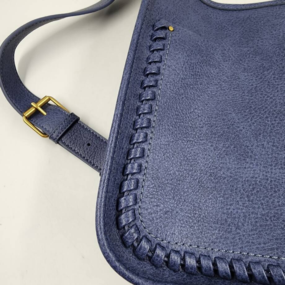 Style & Co Whipstitch Medium Crossbody Bag Women's Moonlight Blue Magnetic Snap
