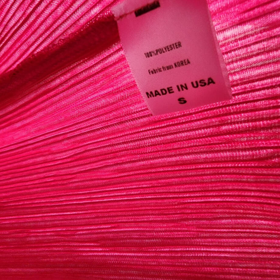 Renee C. Plisse Side Slit Maxi Skirt Women's S Pink Solid Elastic Waist Pull On