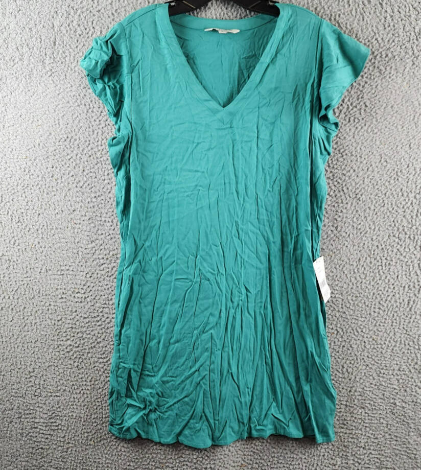 Liverpool Los Angeles Flutter Sleeve Dress Women's S Mermaid Teal Vneck Pullover