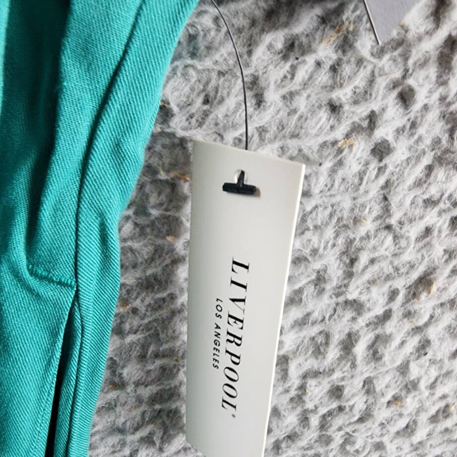 Liverpool Los Angeles Flutter Sleeve Dress Women's S Mermaid Teal Vneck Pullover