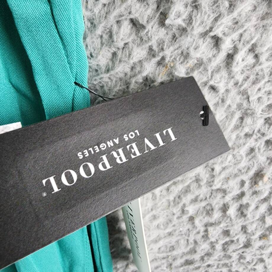 Liverpool Los Angeles Flutter Sleeve Dress Women's S Mermaid Teal Vneck Pullover