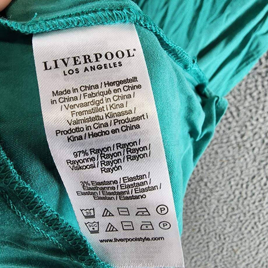 Liverpool Los Angeles Flutter Sleeve Dress Women's S Mermaid Teal Vneck Pullover