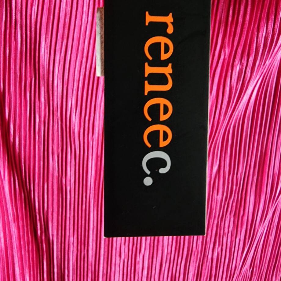Renee C. Plisse Side Slit Maxi Skirt Women's S Pink Solid Elastic Waist Pull On