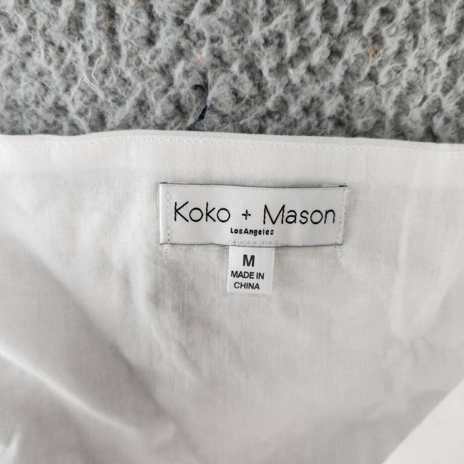 KOKO + MASON Eyelet Ruffle Top Women's M White Square Neck Sleeveless Pullover