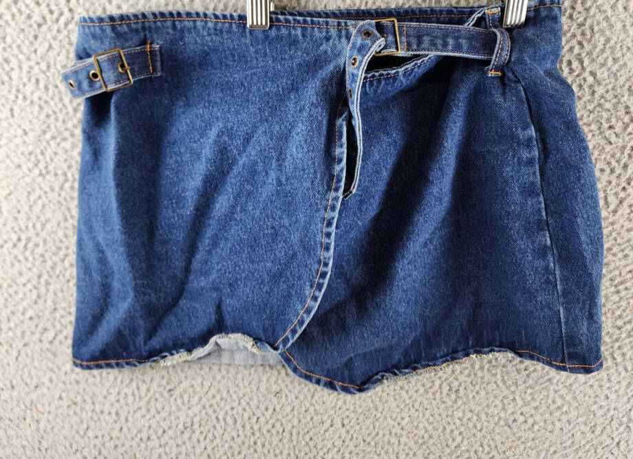 Lioness Anja Mini Skirt Women's S Dark Denim Adjustable Buckle Closure