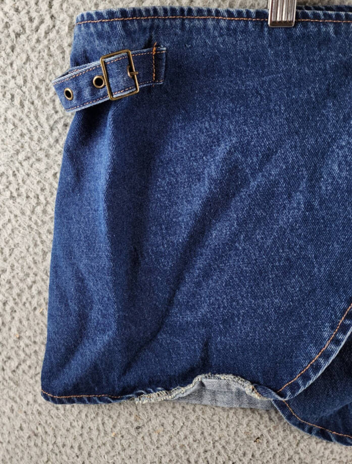 Lioness Anja Mini Skirt Women's S Dark Denim Adjustable Buckle Closure