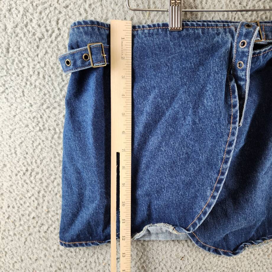 Lioness Anja Mini Skirt Women's S Dark Denim Adjustable Buckle Closure