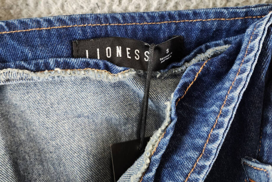 Lioness Anja Mini Skirt Women's S Dark Denim Adjustable Buckle Closure
