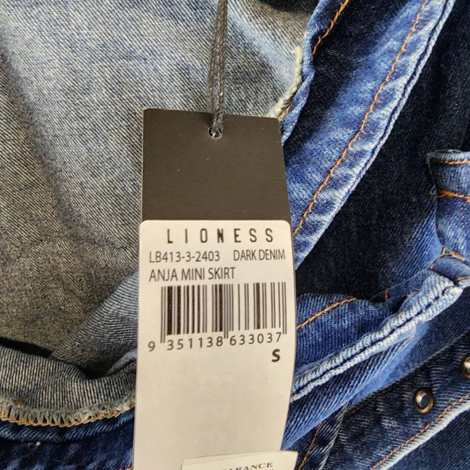 Lioness Anja Mini Skirt Women's S Dark Denim Adjustable Buckle Closure