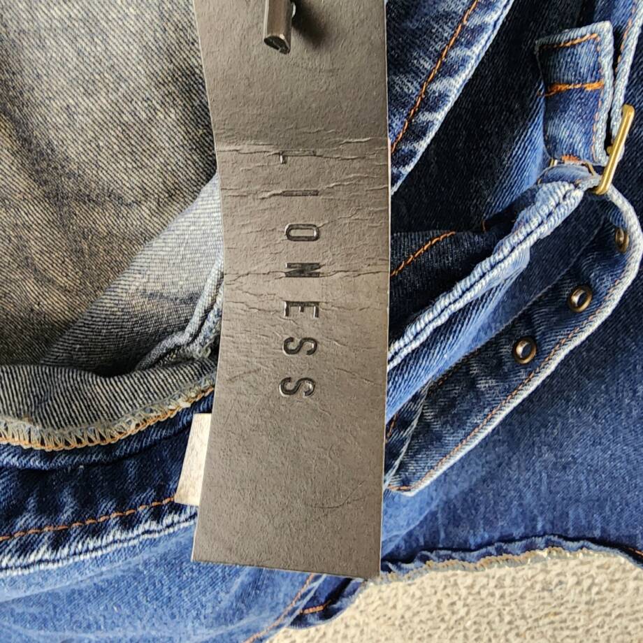 Lioness Anja Mini Skirt Women's S Dark Denim Adjustable Buckle Closure