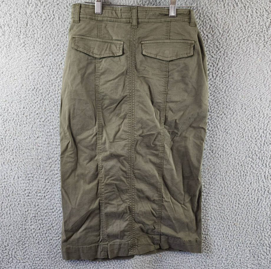 Sanctuary Triple Threat Front-Slit Midi Skirt Women's 25 Burnt Olive Button Zip