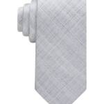 Calvin Klein Silk Blend Textured Pattern Tie Men's Silver