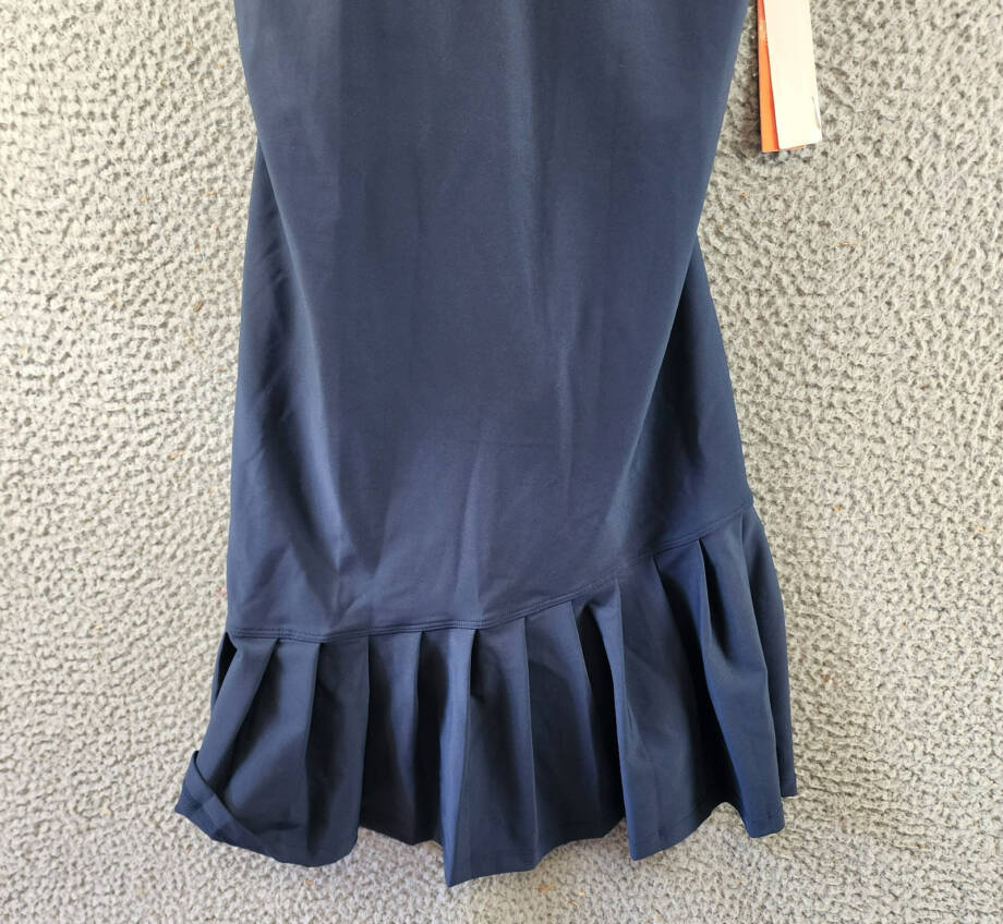 AQUA Athletic Pleat Hem Active Dress Women's S Navy Solid Scoop Neck Pullover