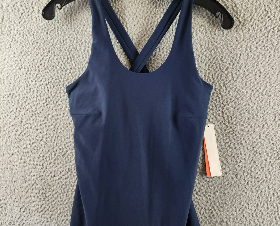 AQUA Athletic Pleat Hem Active Dress Women's S Navy Solid Scoop Neck Pullover