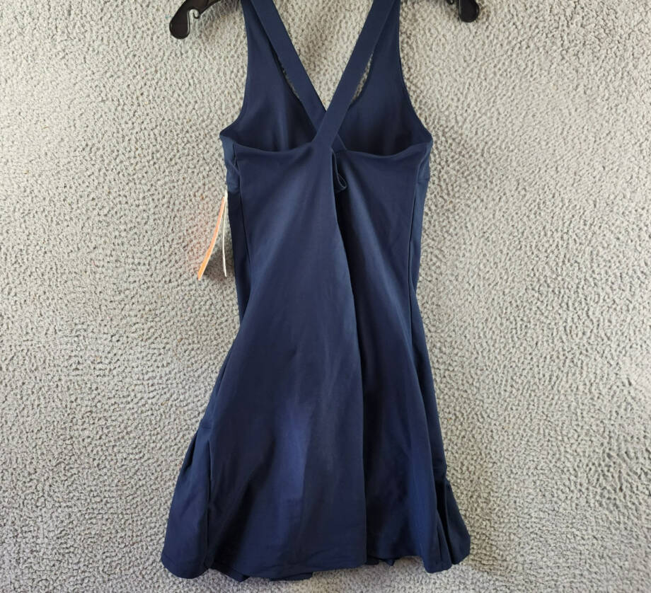 AQUA Athletic Pleat Hem Active Dress Women's S Navy Solid Scoop Neck Pullover