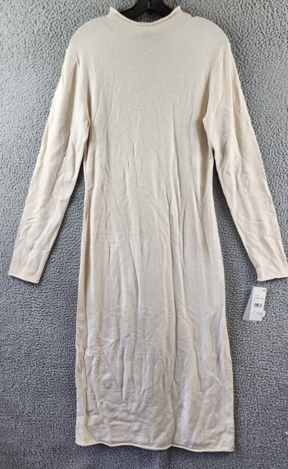 French Connection Side Slit Sweater Dress Women's XL Oatmeal Melange Mock Neck