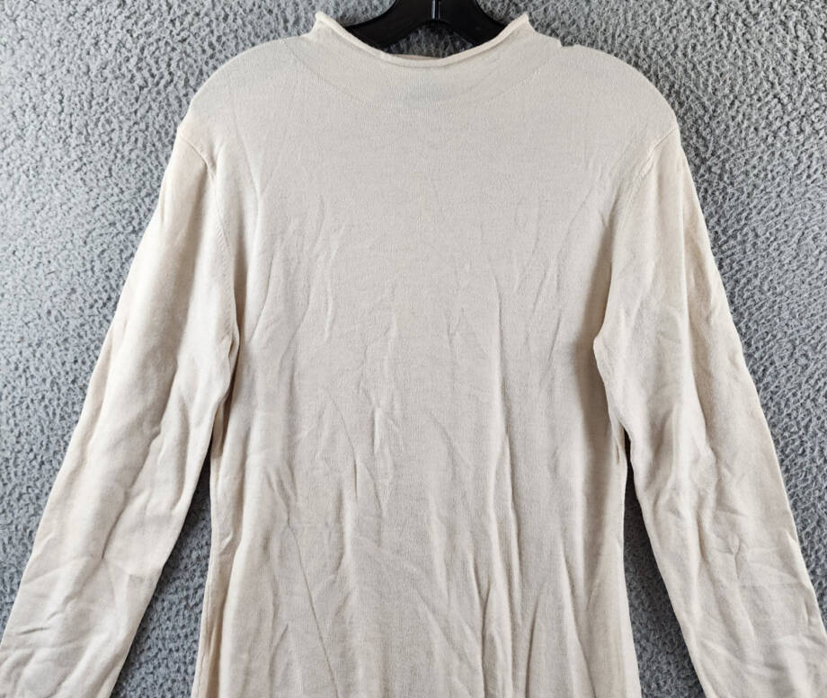 French Connection Side Slit Sweater Dress Women's XL Oatmeal Melange Mock Neck