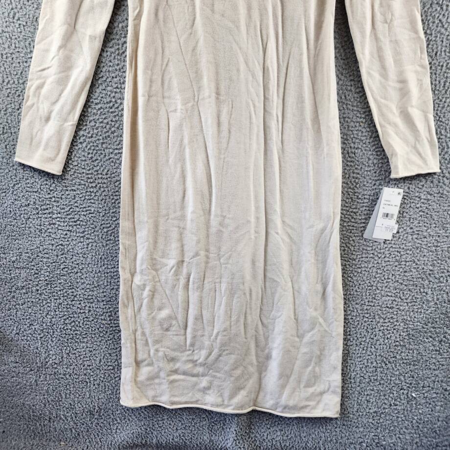 French Connection Side Slit Sweater Dress Women's XL Oatmeal Melange Mock Neck