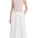 Line & Dot Scoop Neck Sleeveless Top Women's XS Oyster Side Slit Pullover