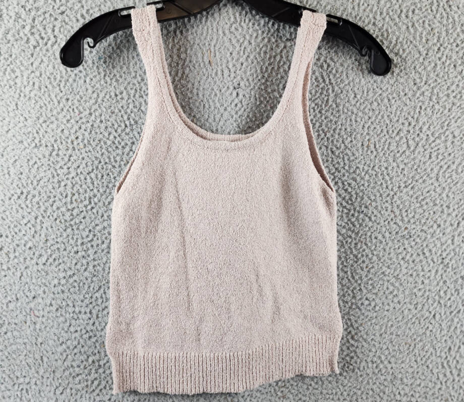 Line & Dot Scoop Neck Sleeveless Top Women's XS Oyster Side Slit Pullover