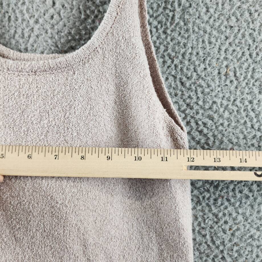 Line & Dot Scoop Neck Sleeveless Top Women's XS Oyster Side Slit Pullover