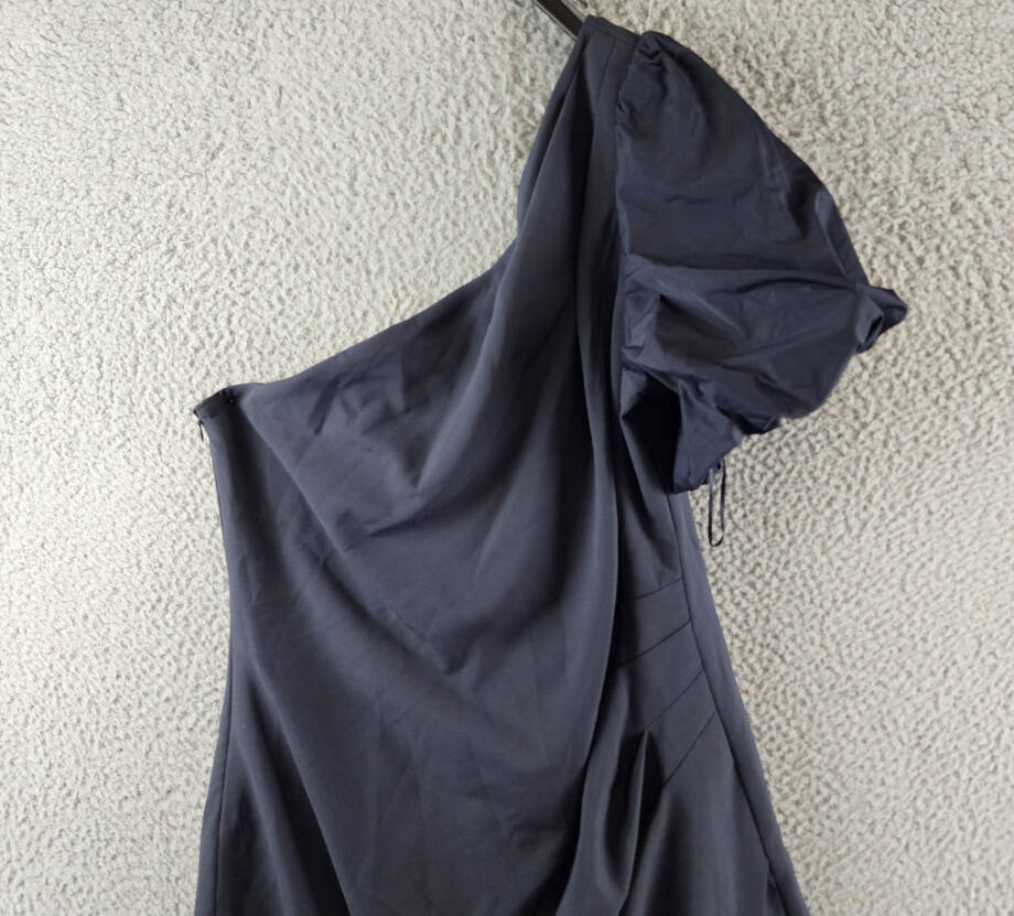Lauren Ralph Lauren One-Shoulder Crepe Cocktail Dress Women's 14 Navy Solid