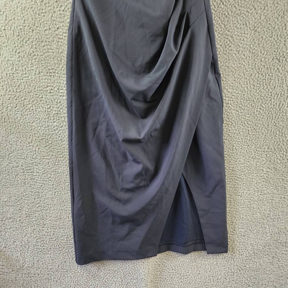 Lauren Ralph Lauren One-Shoulder Crepe Cocktail Dress Women's 14 Navy Solid