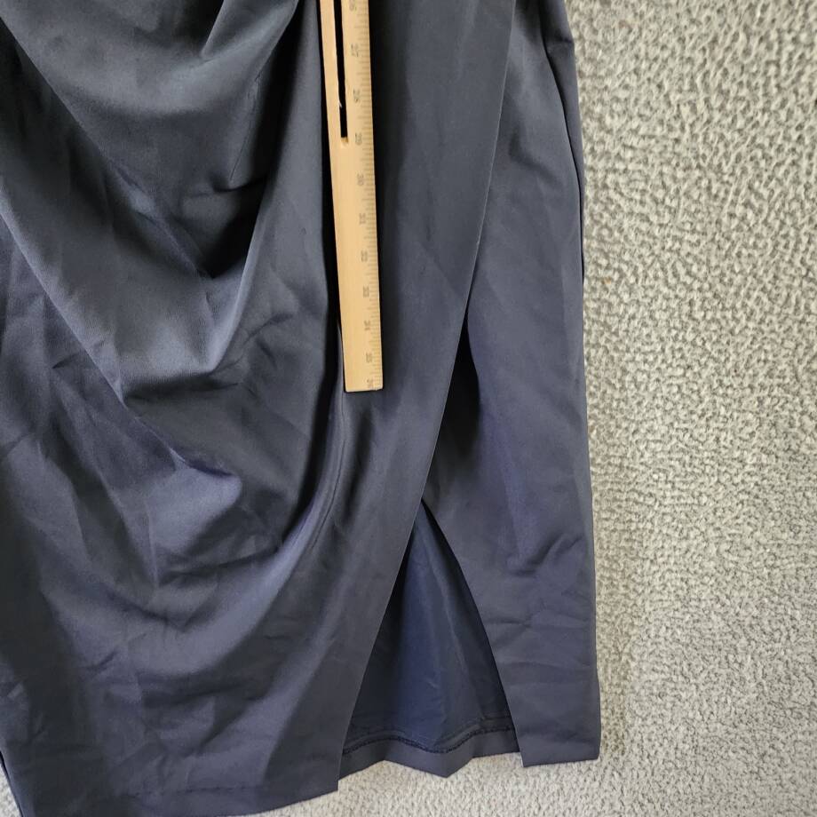 Lauren Ralph Lauren One-Shoulder Crepe Cocktail Dress Women's 14 Navy Solid