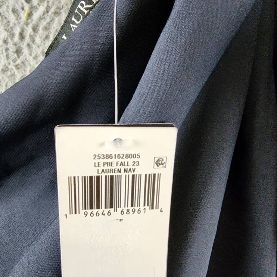 Lauren Ralph Lauren One-Shoulder Crepe Cocktail Dress Women's 14 Navy Solid