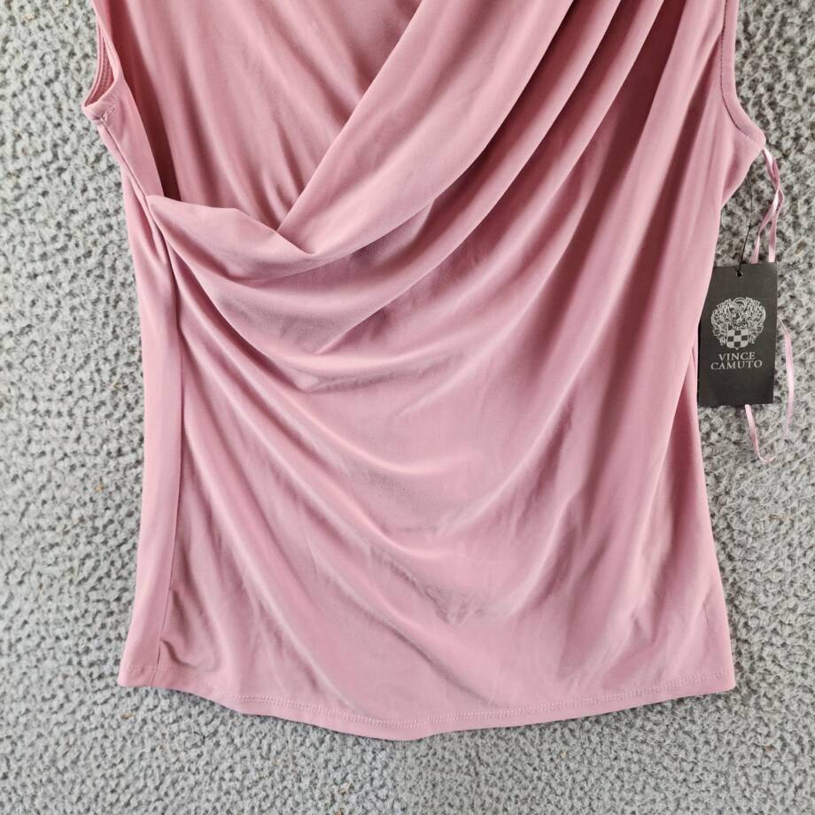 Vince Camuto Draped Crossover Top Women's S Pink Shadow Sleeveless Pullover