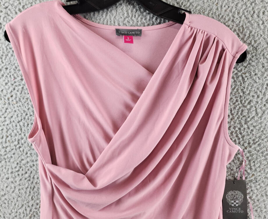 Vince Camuto Draped Crossover Top Women's S Pink Shadow Sleeveless Pullover