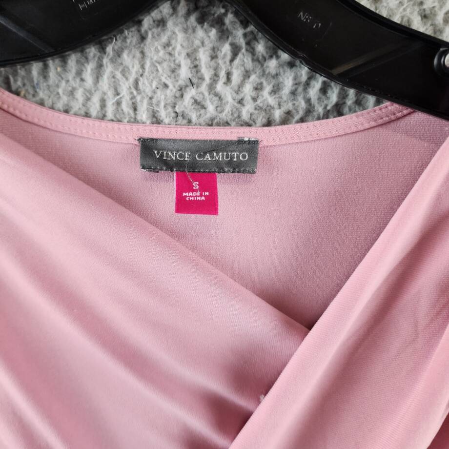 Vince Camuto Draped Crossover Top Women's S Pink Shadow Sleeveless Pullover