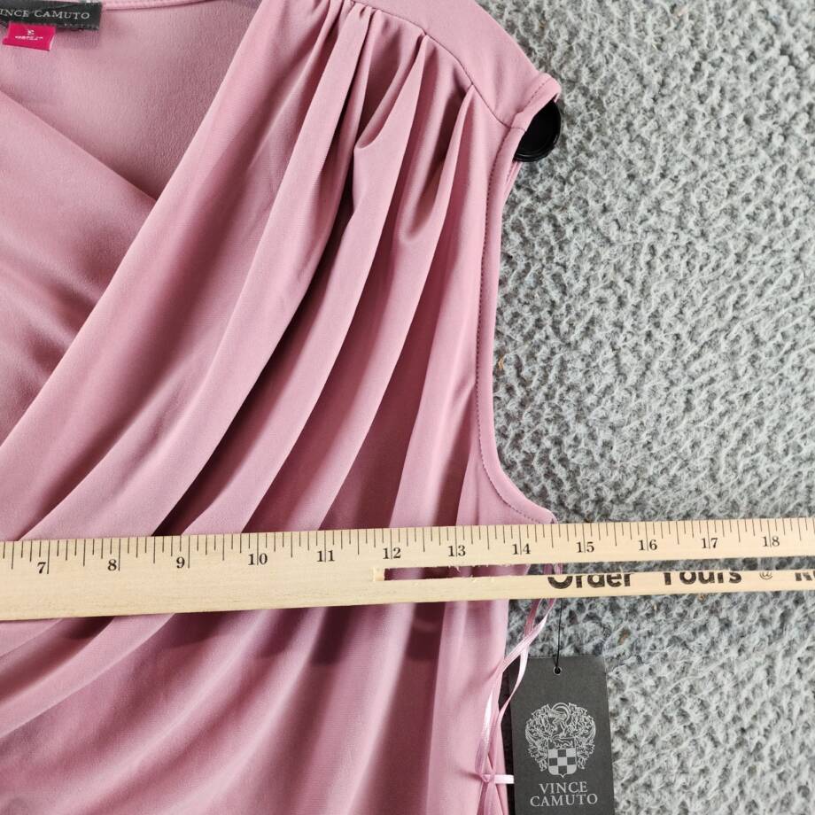 Vince Camuto Draped Crossover Top Women's S Pink Shadow Sleeveless Pullover
