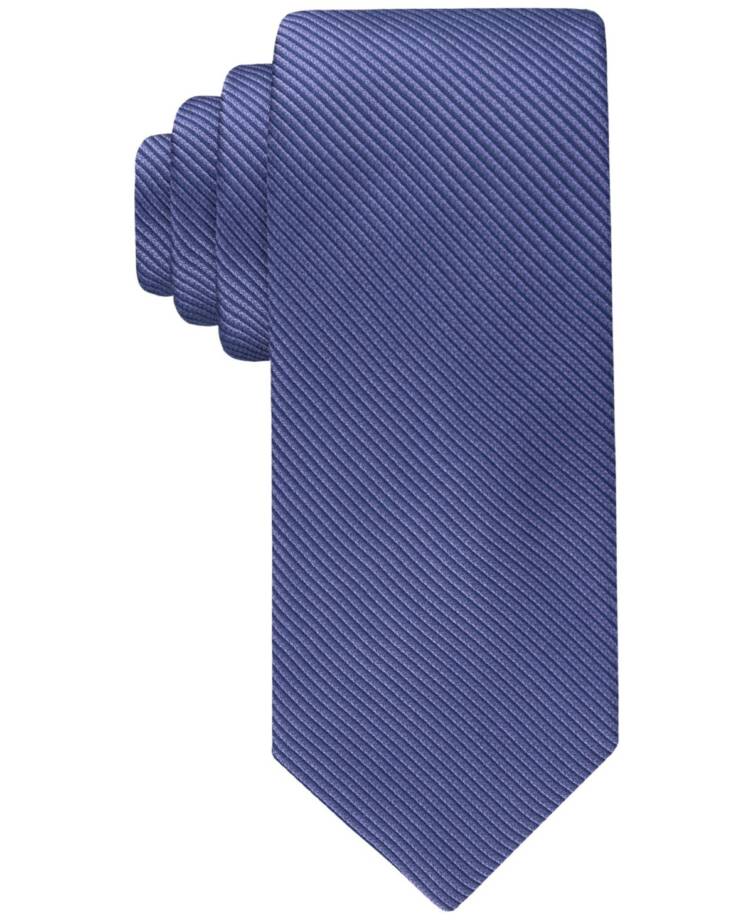 Calvin Klein Silk Blend Shiny Mini-Stripe Tie Men's Purple Keeper Loop