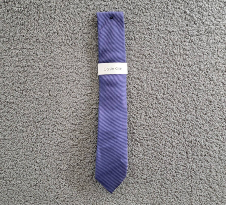 Calvin Klein Silk Blend Shiny Mini-Stripe Tie Men's Purple Keeper Loop