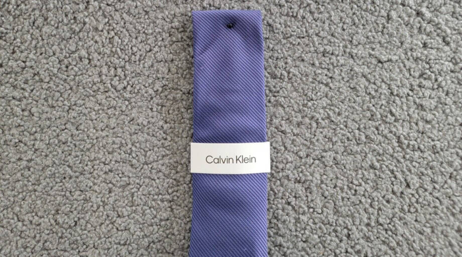 Calvin Klein Silk Blend Shiny Mini-Stripe Tie Men's Purple Keeper Loop