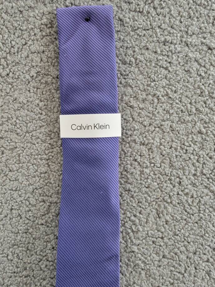 Calvin Klein Silk Blend Shiny Mini-Stripe Tie Men's Purple Keeper Loop