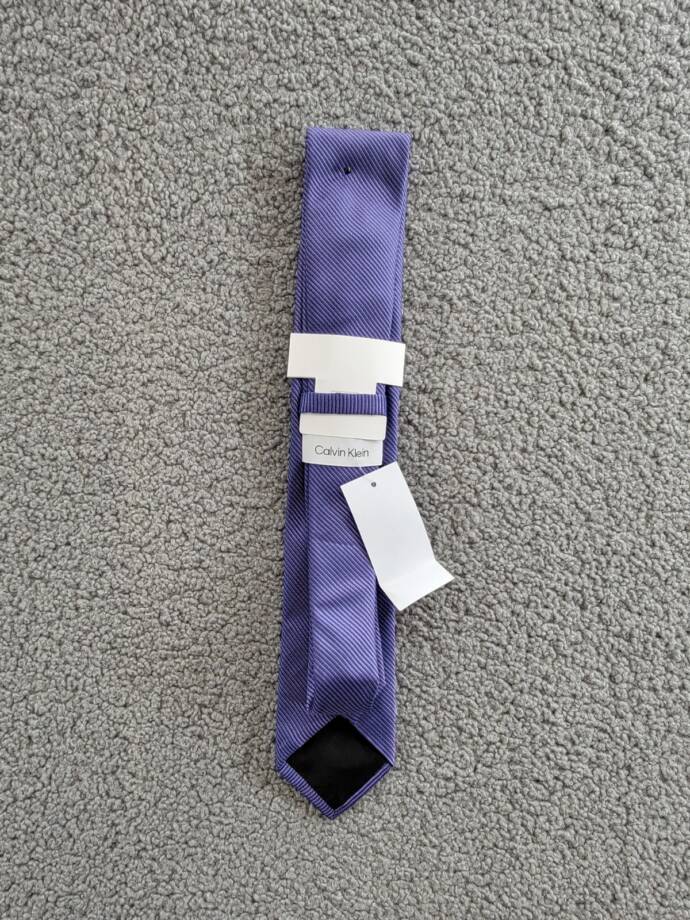 Calvin Klein Silk Blend Shiny Mini-Stripe Tie Men's Purple Keeper Loop