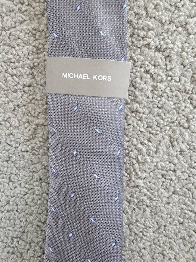 Michael Kors Classic Design Spaced-Out Geometric Tie Men's Gray Silk Blend