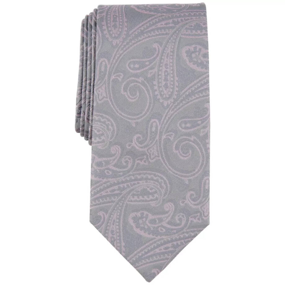 Michael Kors Kowal Paisley Tie Mens One Size Silver Classic Design Pointed Style
