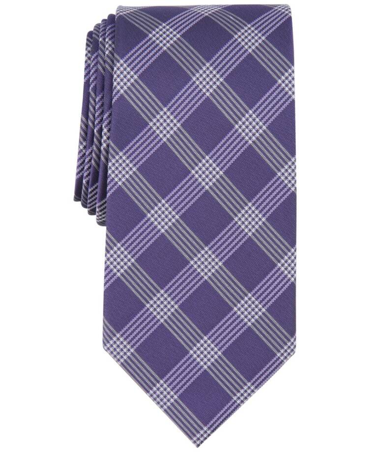 Michael Kors Silk Blend Lombard Check Tie Men's One Size Purple Combo