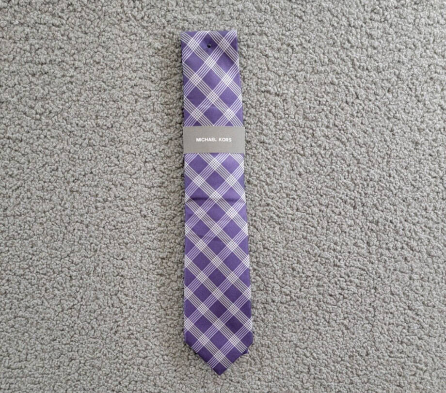 Michael Kors Silk Blend Lombard Check Tie Men's One Size Purple Combo